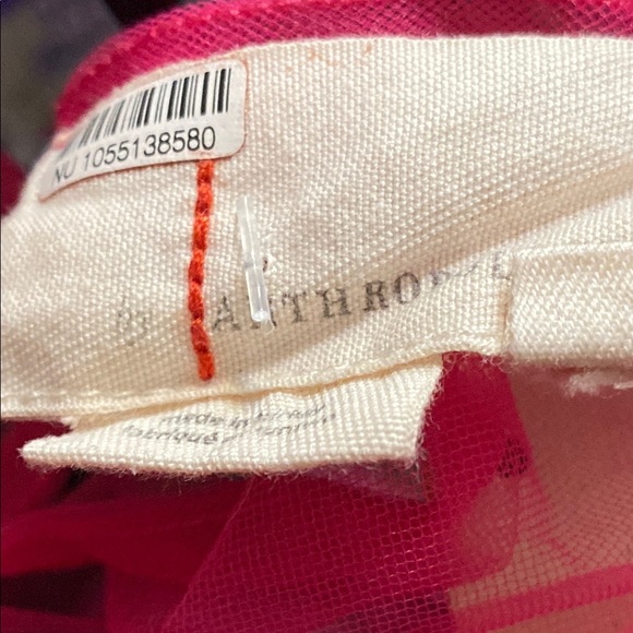 Anthropologie Sheer Puff Sleeve Tulle Top with Crinkle Stretch Inner Layer Pink - Picture 7 of 7